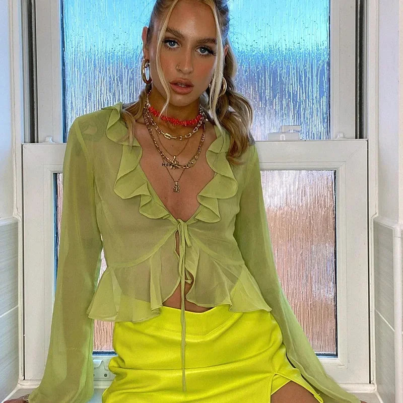 ModaFusion Top Estivo in Chiffon Trasparente