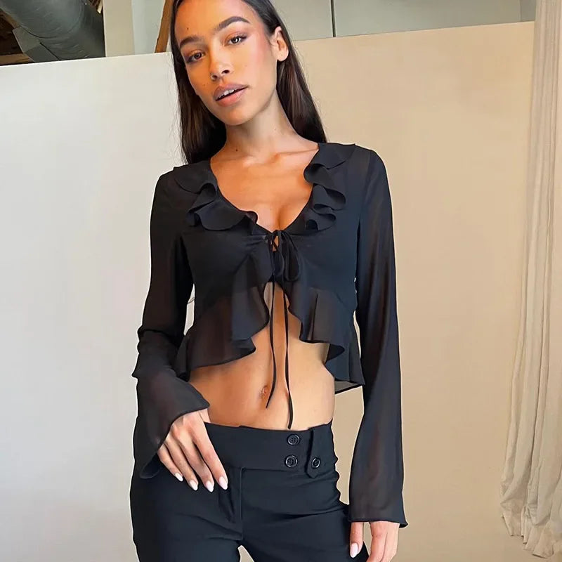 ModaFusion Top Estivo in Chiffon Trasparente