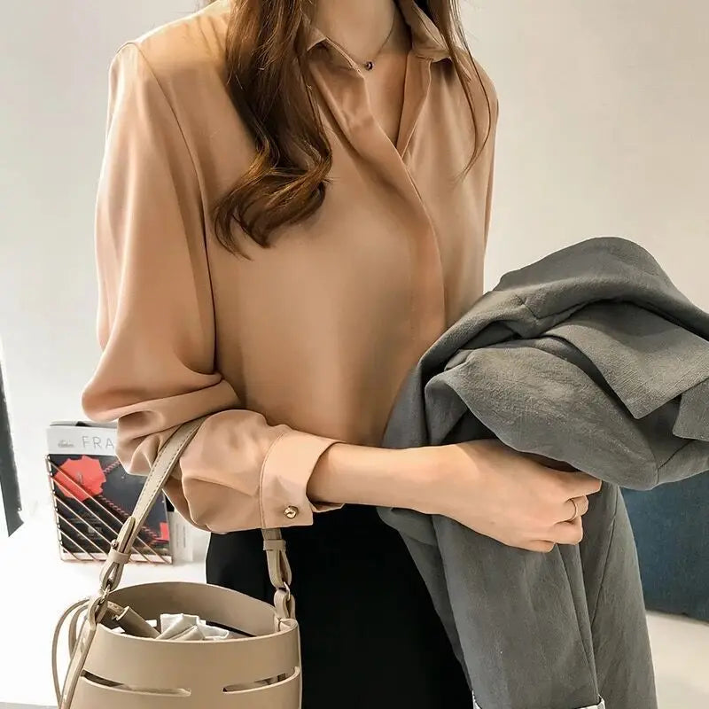 ChicStyle Blusa Estiva da Donna in Chiffon con Maniche Lunghe