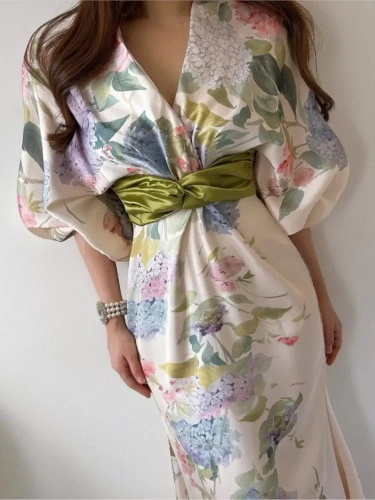 Bella Moda Abito Midi Vintage Fiorito