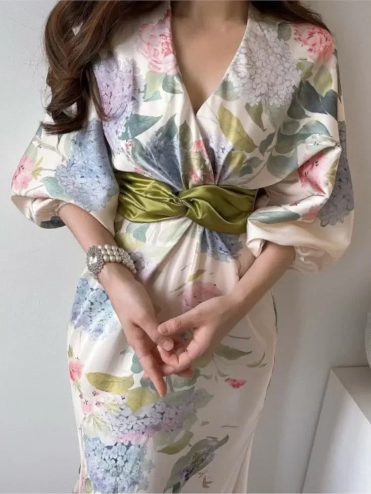 Bella Moda Abito Midi Vintage Fiorito