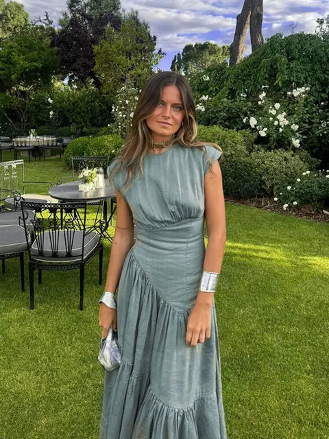 LuxeDames Stijlvolle Solide Maxi Jurk