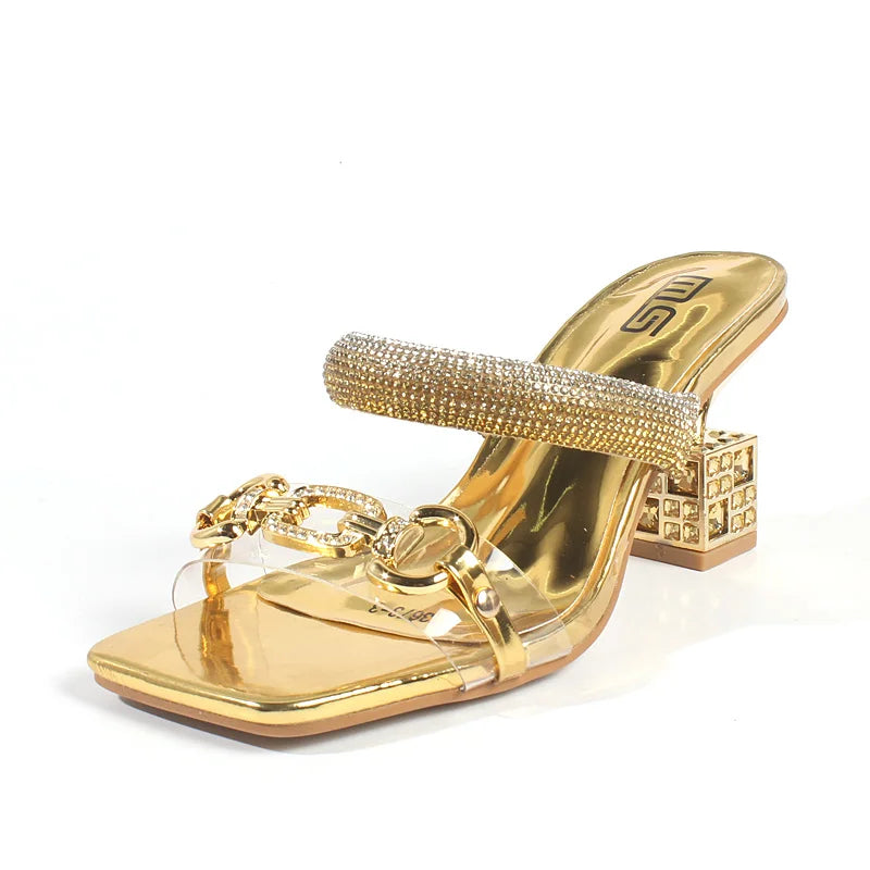 Elegance Fashion crystal buckle sandals