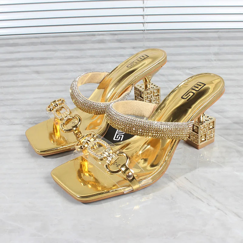 Elegance Fashion crystal buckle sandals
