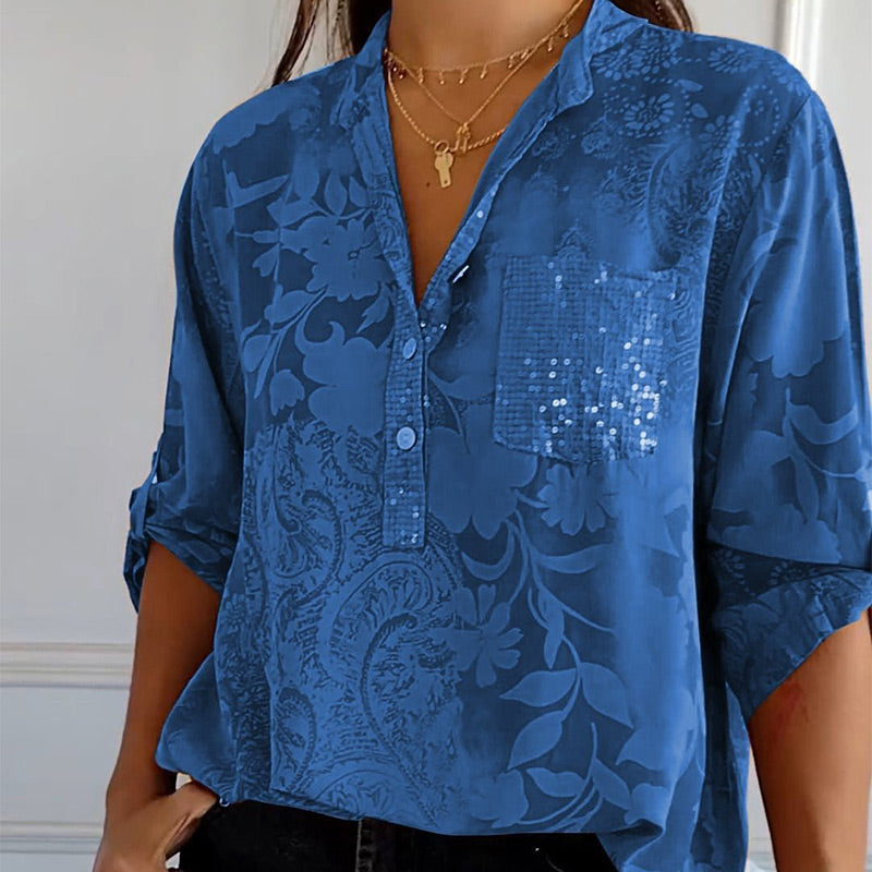 Daniela | Bedrukte zomerblouse met lange mouwen