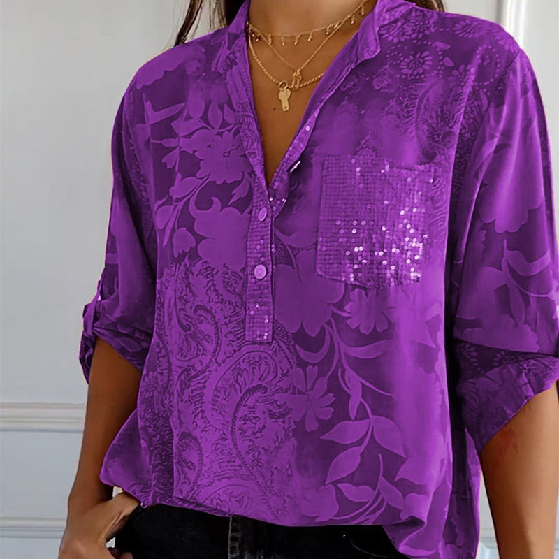 Daniela | Bedrukte zomerblouse met lange mouwen