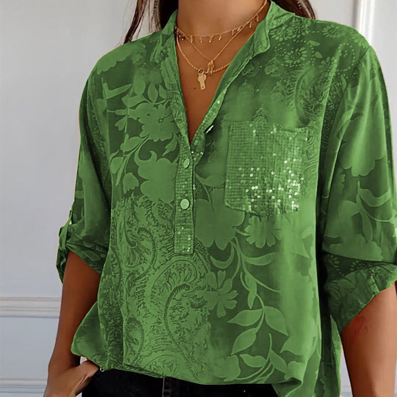 Daniela | Bedrukte zomerblouse met lange mouwen