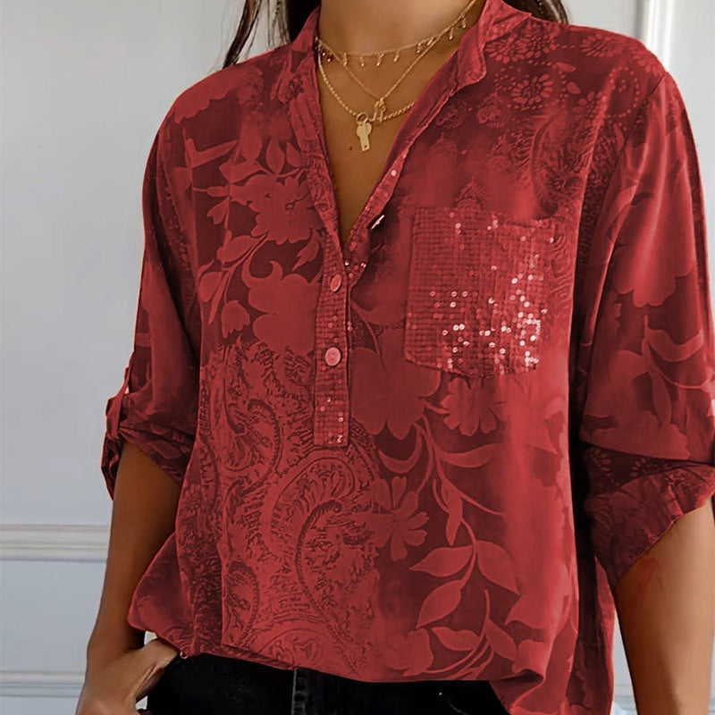 Daniela | Bedrukte zomerblouse met lange mouwen