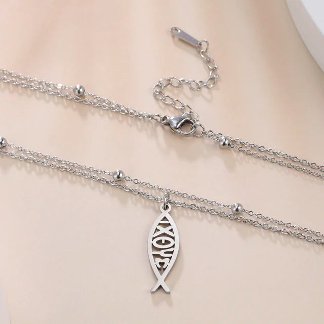 Inspirerende Dawapara Jezus Vis Ichthys Symbool Ketting