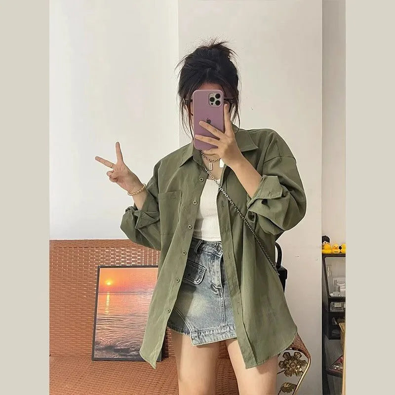 Harajuku grüne Basisbluse