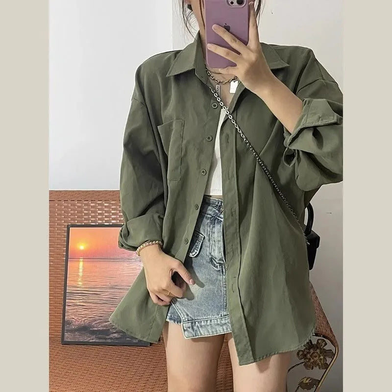 Harajuku grüne Basisbluse