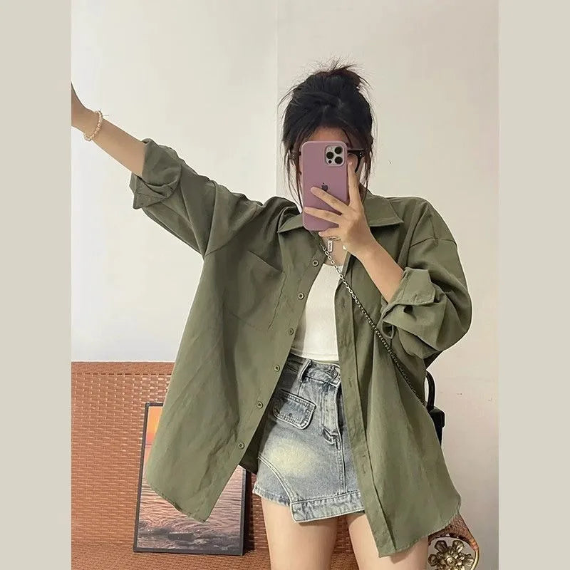 Harajuku grüne Basisbluse