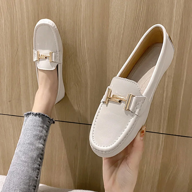 ElegantStride Luxe Leather Work Flats