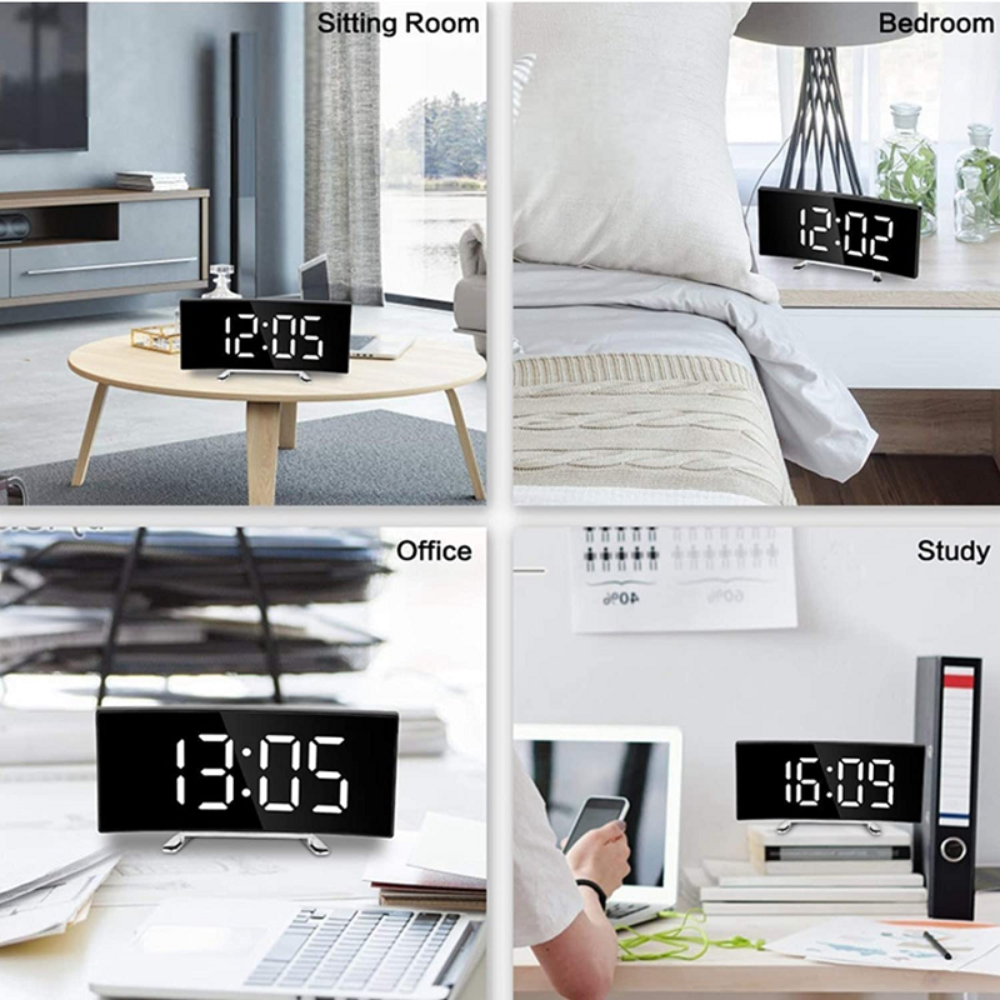 Sveglia digitale con display LED curvo