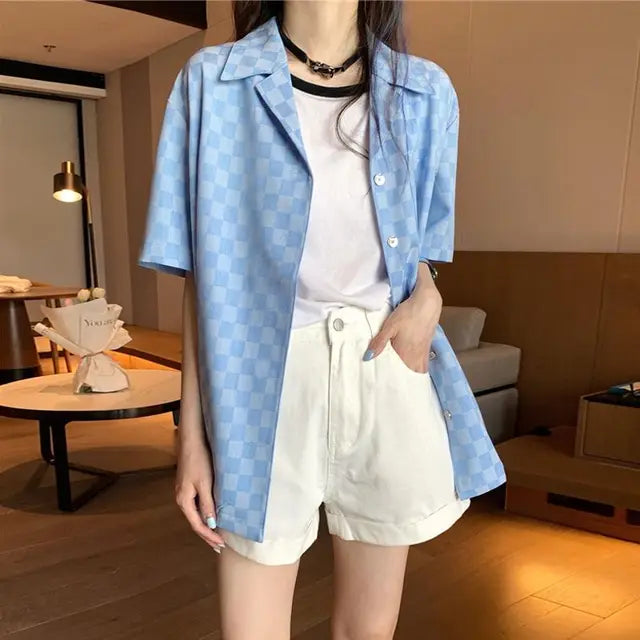Green Checked Blouse