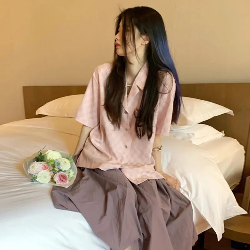 Green Checked Blouse