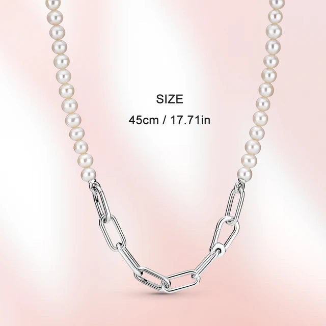 Real 925 Sterling Silver Necklace with Shell Beads