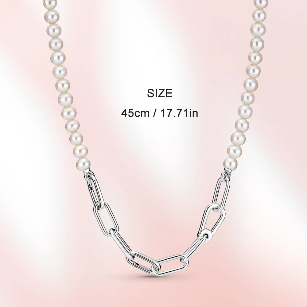 Real 925 Sterling Silver Necklace with Shell Beads
