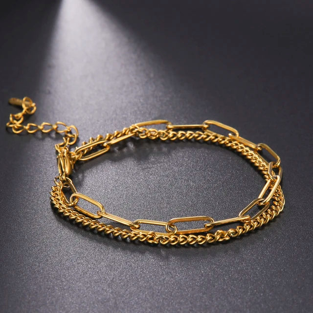 GlansGlam Edelstahl Doppelketten Armbänder