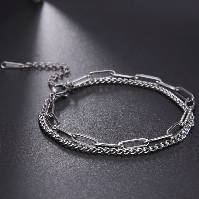 GlansGlam Edelstahl Doppelketten Armbänder