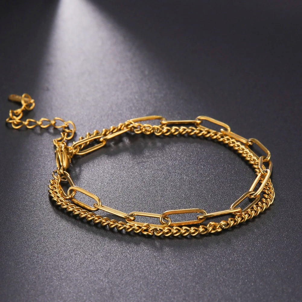 GlansGlam Edelstahl Doppelketten Armbänder