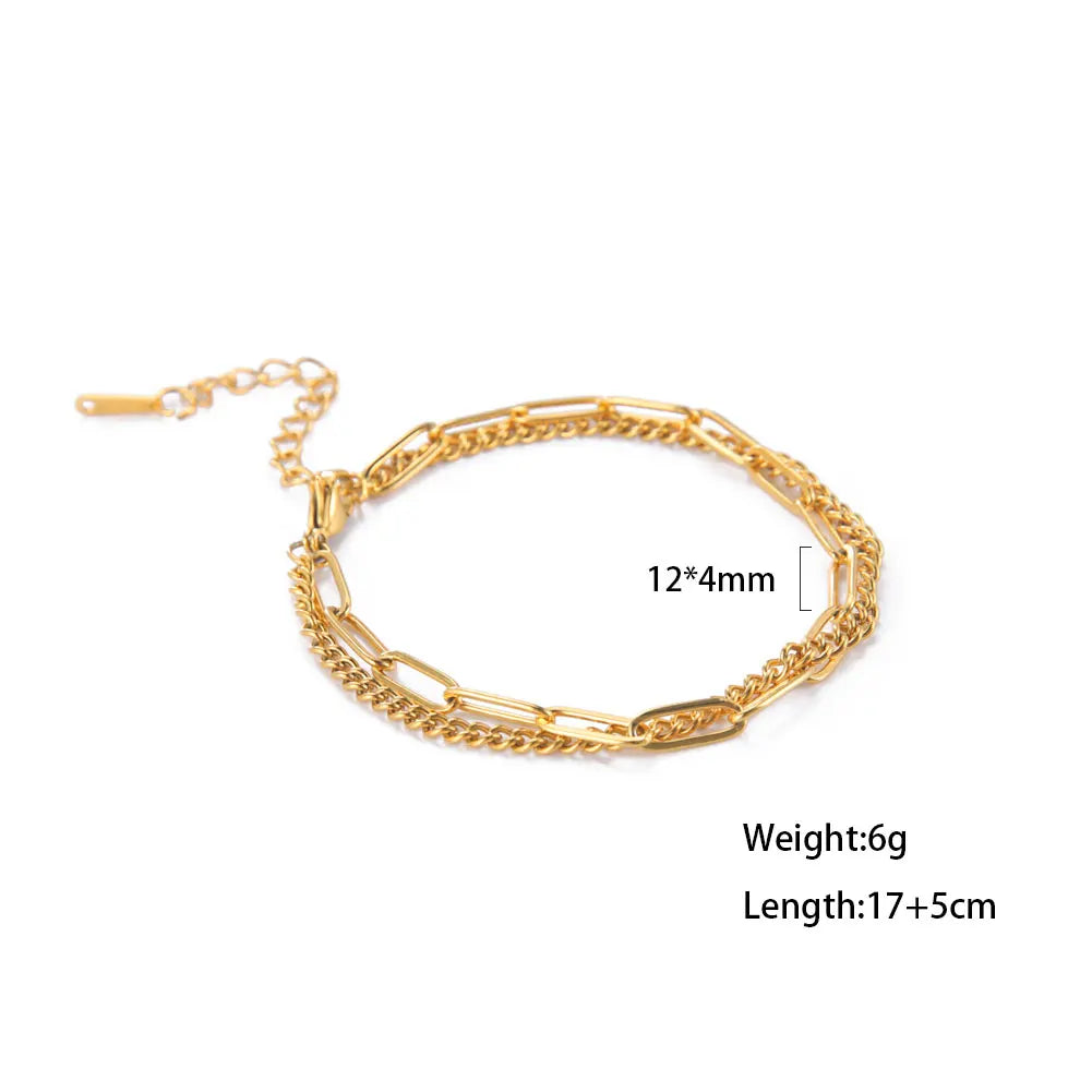 GlansGlam Edelstahl Doppelketten Armbänder