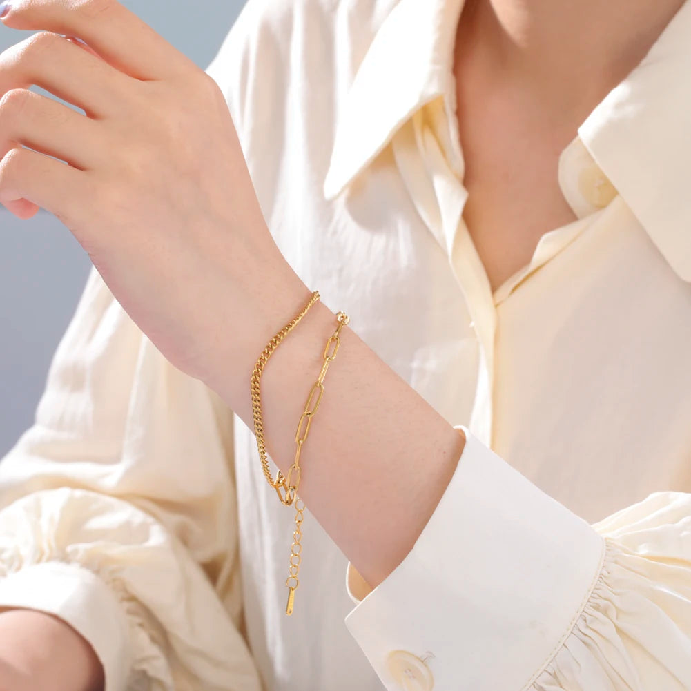 GlansGlam Edelstahl Doppelketten Armbänder