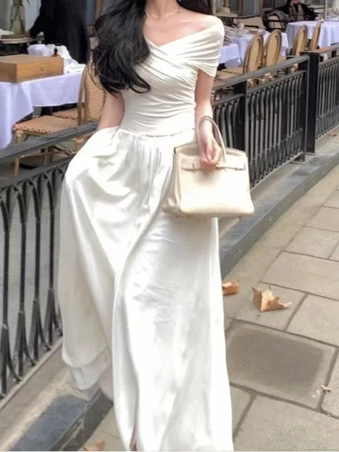 Elegante Maestro di Moda Abito a-linea Bianco per Donne
