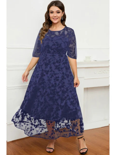 Sternennacht Elegantes Formelles Damenkleid mit Spitze und Samt