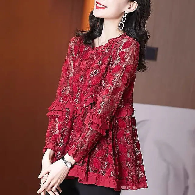 Elegant Autumn Ruffles Blouse for Women