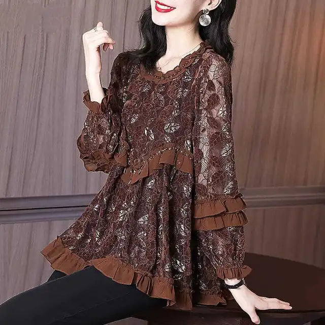 Elegant Autumn Ruffles Blouse for Women