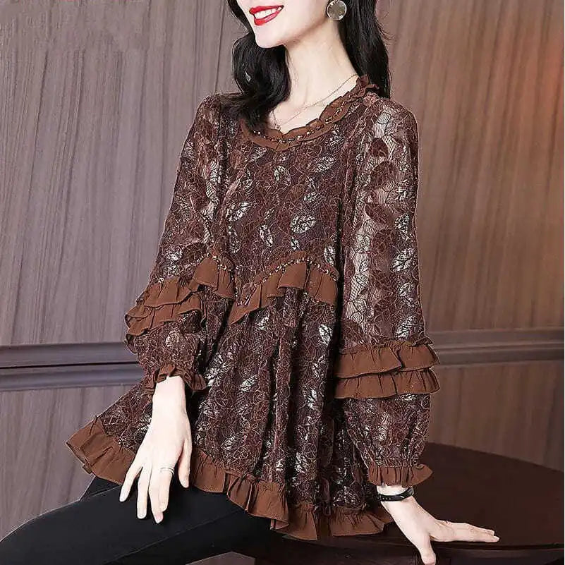 Elegant Autumn Ruffles Blouse for Women
