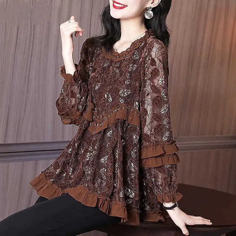 Elegant Autumn Ruffles Blouse for Women