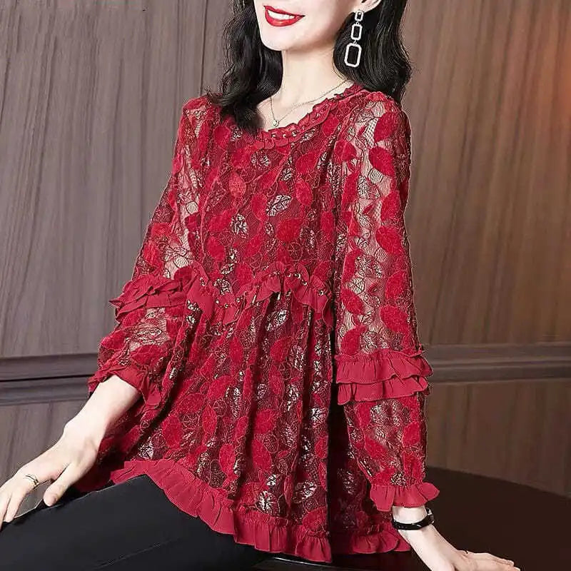 Elegant Autumn Ruffles Blouse for Women