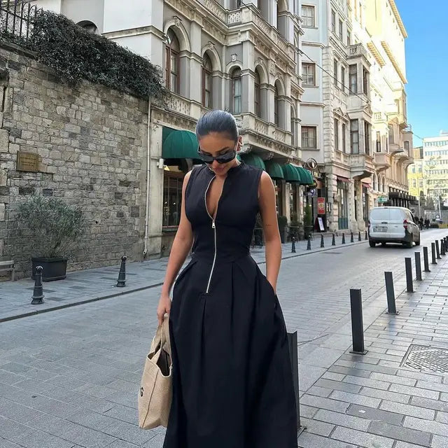 Elegante Mouwloze Maxi Jurk