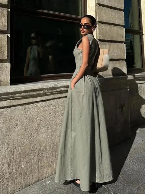 Elegante Mouwloze Maxi Jurk