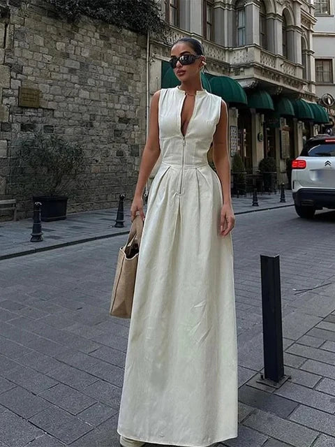 Elegante Mouwloze Maxi Jurk