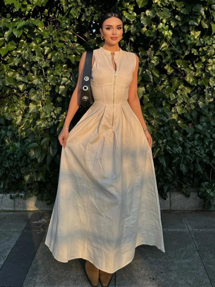 Elegante Mouwloze Maxi Jurk