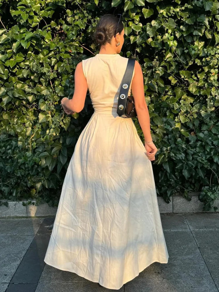 Elegante Mouwloze Maxi Jurk
