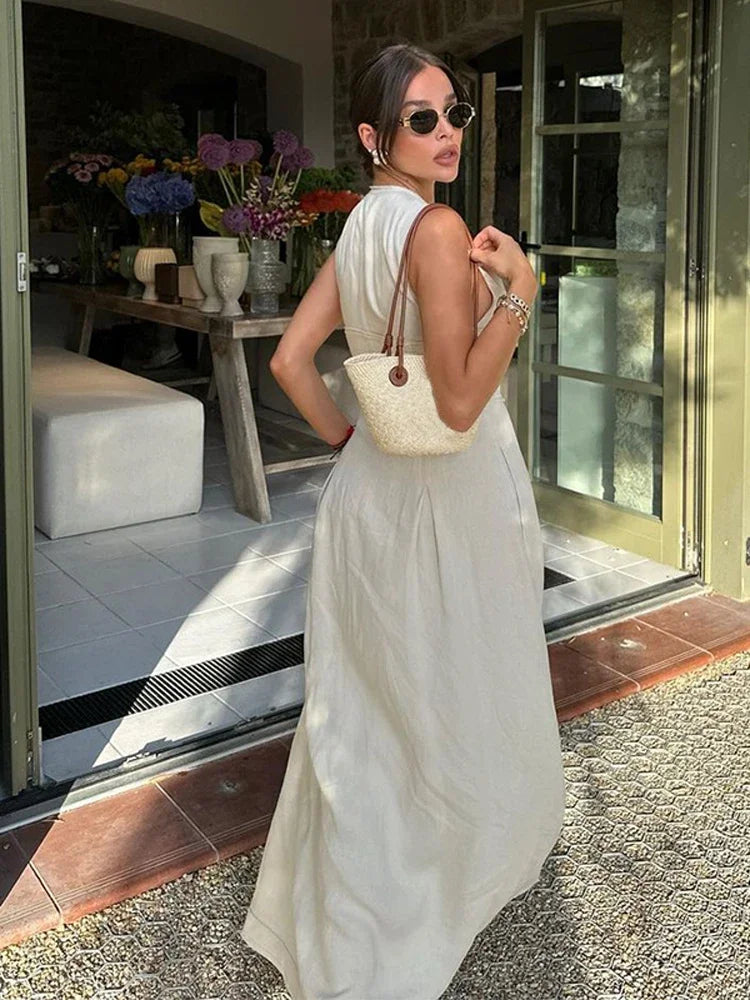 Elegante Mouwloze Maxi Jurk