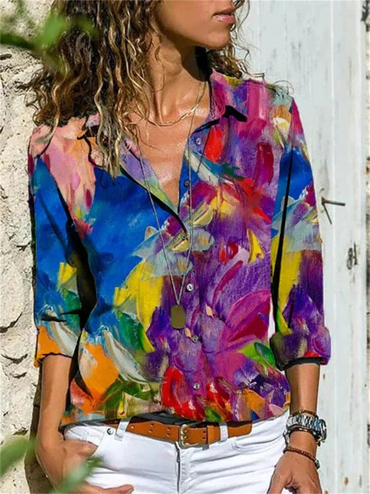 Hazel Dames Blouse – Hoogwaardige Katoen, Stijlvol en Casual-1