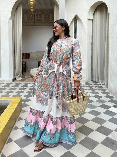 Belle Étoile Elegante Abito Maxi Patchwork