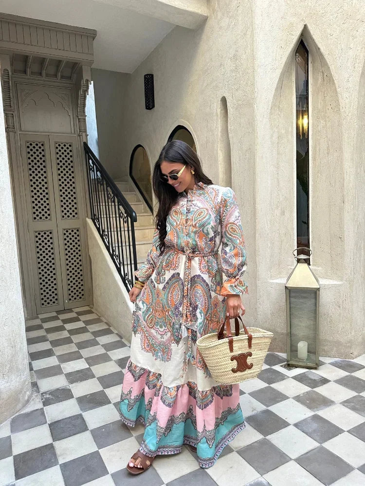 Belle Étoile Elegante Abito Maxi Patchwork