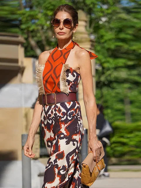 Mystical Elegant Print Maxi Dress by Aurora