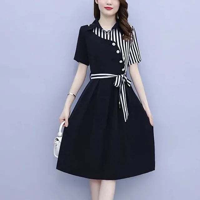 Elegant Asymmetric Bandage Midi Dress