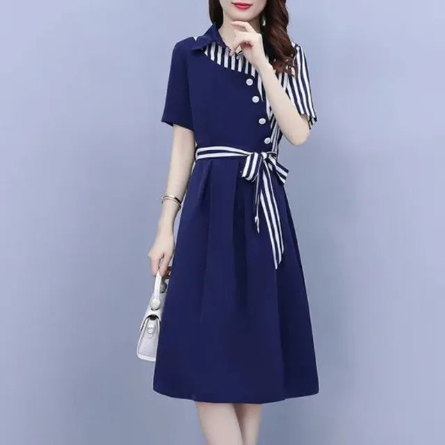 Elegant Asymmetric Bandage Midi Dress