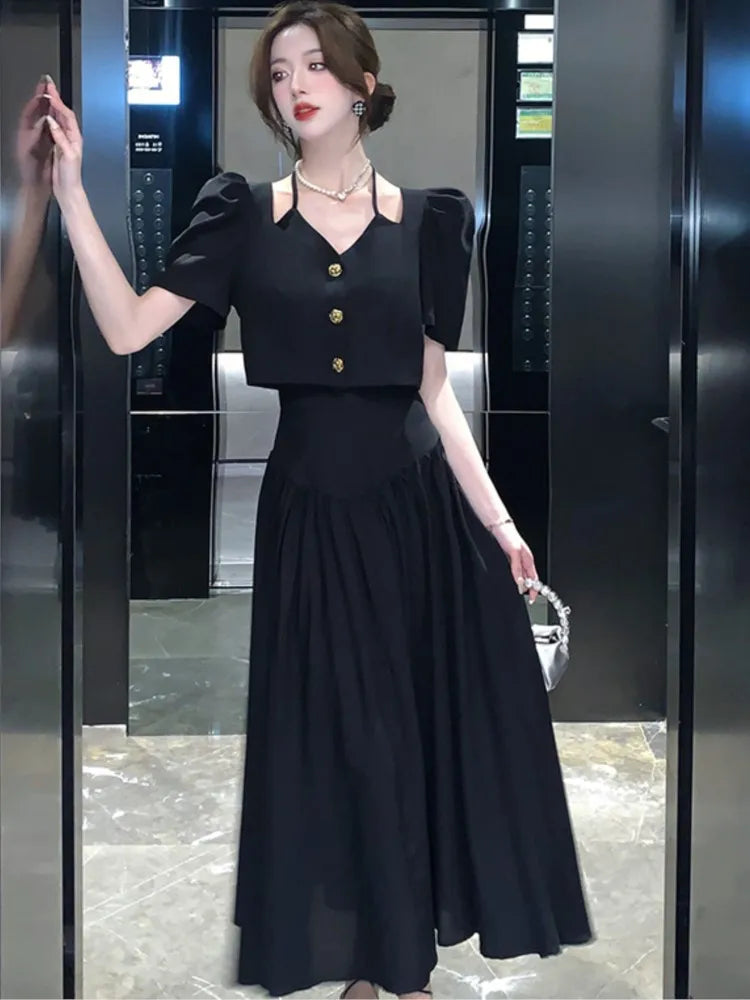 Glimmende Zon: Elegante Tweedelige Rok Set