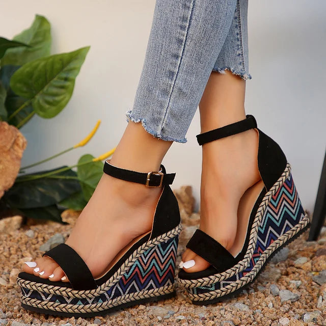 Zomer 2024 Ankle Strap Wedge Sandalen voor Vrouwen