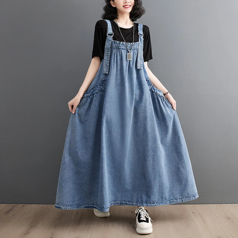 Chic Charm - Preppy Vintage Denim Jurk
