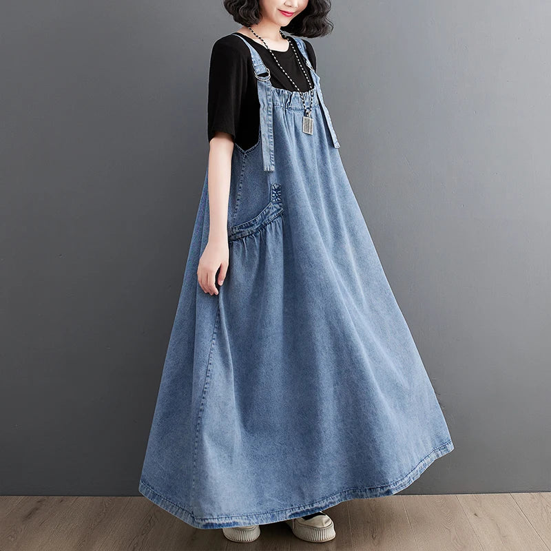 Chic Charm - Preppy Vintage Denim Jurk